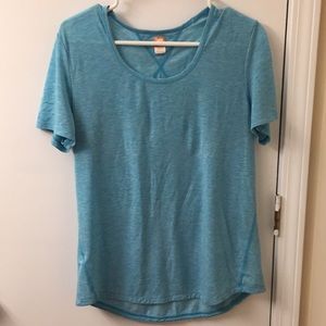 Lucy Brand short sleeve turquoise athletic top